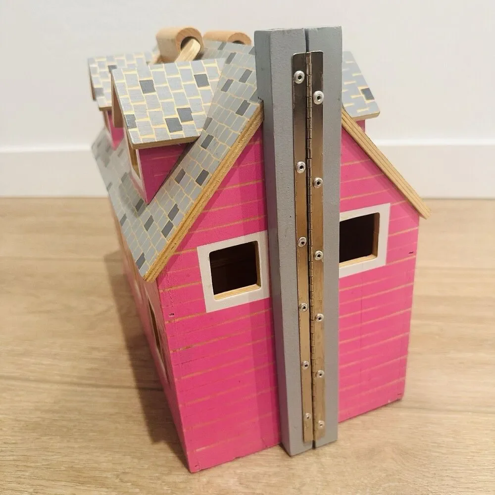 Melissa & Doug Fold Go Wooden Dollhouse Furniture Accessories Pink Wooden 3701